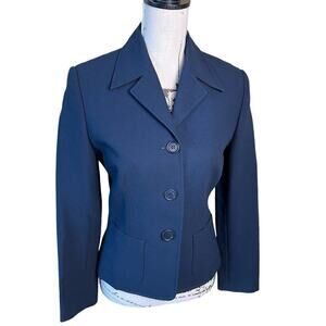 Guess Collection Blazer Jacket Short Collared Navy Blue Pockets Casual Size 4